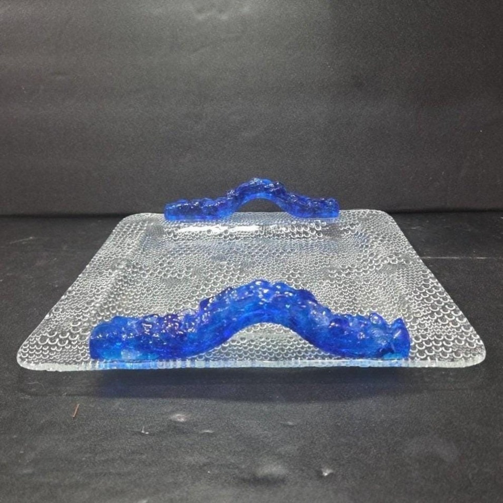Riverside Studios‎ Handmade Tray, Cobalt Blue Handles, Textured Bubble Platter - Picture 10 of 12
